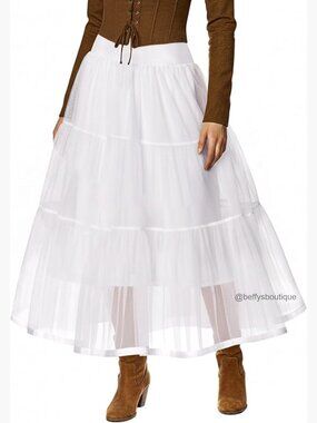 Ankle Length Petticoat Wedding Slip Plus Size S-3X Stretch Tulle